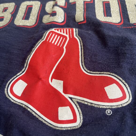 Boston Red Sox Women's Tank Top Navy Blue Size Small Glitter Logo - Picture 3 of 8